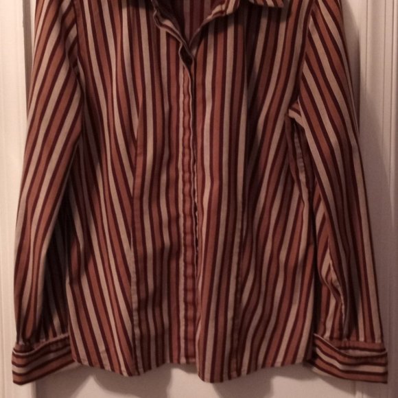 Pre-Owned Women’s JG Hook Brown Striped Shirt (Sz 10) - Picture 2 of 3